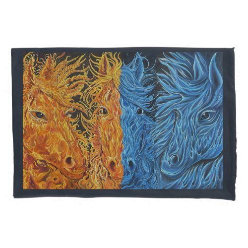 Eternal Equilibrium_ Horses_ Twin Flame  Pillow Case