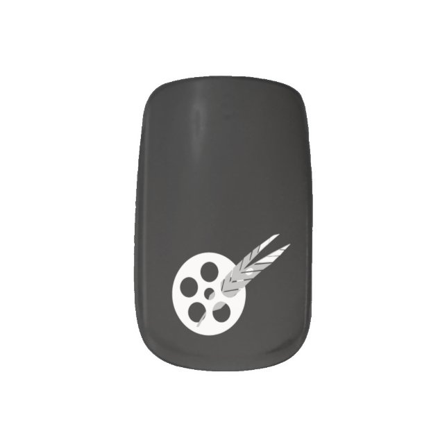 Eternal Feather Film Nail Art Black (Left Thumb)