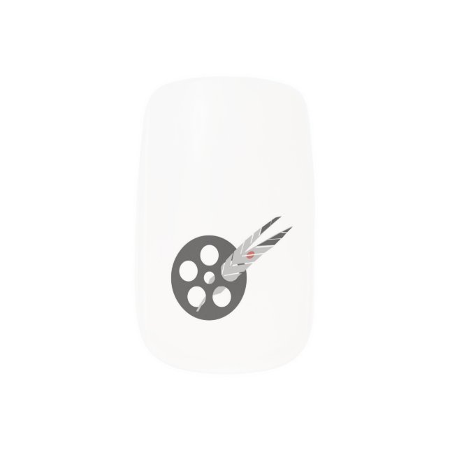 Eternal Feather Film Nail Art White (Left Thumb)