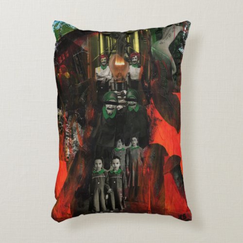 Eternal Flame Fire Twins Surreal Mixed Media Art Decorative Pillow