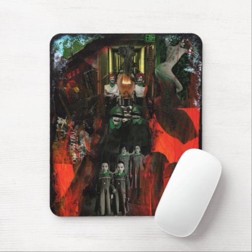 Eternal Flame Fire Twins Surrealist Collage Art Mouse Pad