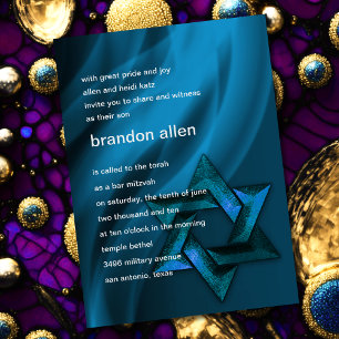 Eternal Flame Star of David in Blue Invitation