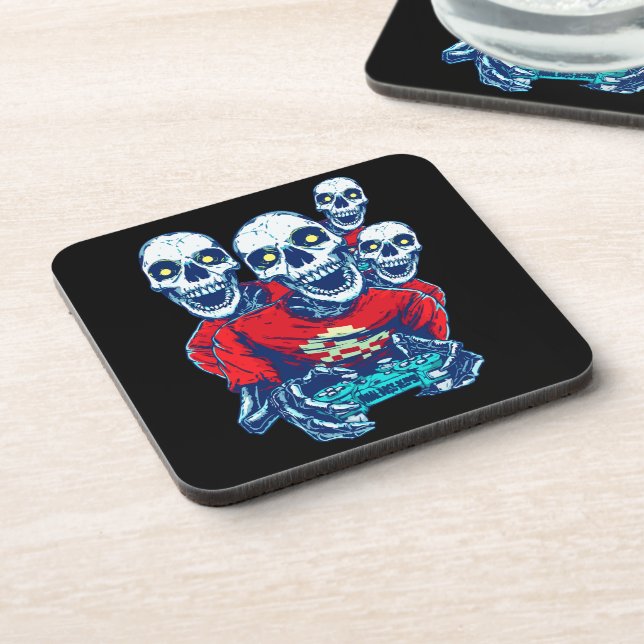 Eternal Gaming Brotherhood: The Red Gamer Skeleton Beverage Coaster (Left Side)