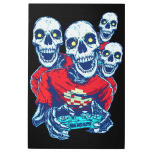 Eternal Gaming Brotherhood: The Red Gamer Skeleton Metal Print