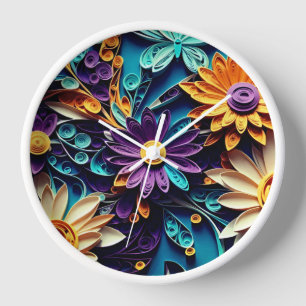 Eternal Garden: Elegant Quilled Paper Floral Clock