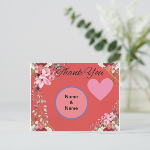 Eternal Gratitude Elegant Floral Wedding ThankYou Postcard