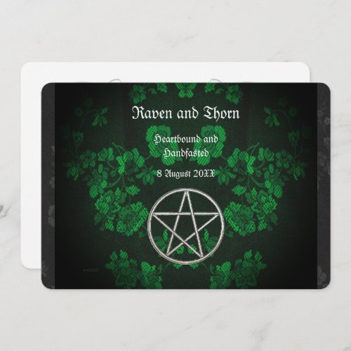 Eternal HandfastingWedding Pentacle Green Ste Invitation