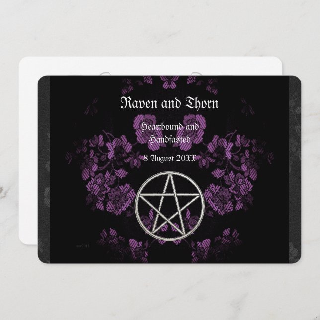 Eternal Handfasting/Wedding Pentacle Lavender Ste Invitation (Front/Back)