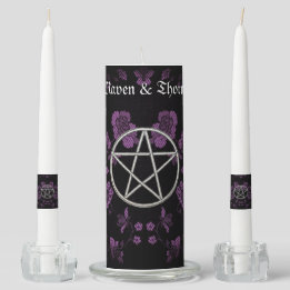 Eternal Handfasting/Wedding Pentacle Lavender Ste Unity Candle Set