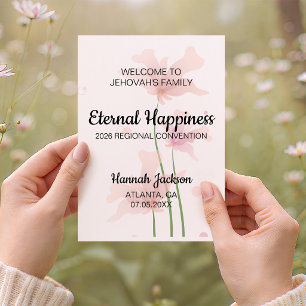 Eternal Happiness JW Baptism with Pink Flowers Card