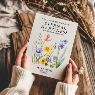 Eternal Happiness JW Baptism with Spring Flowers Card