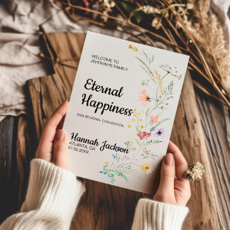 Eternal Happiness JW Baptism with Spring Flowers Card