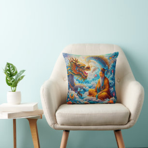 Eternal Harmony: Dragon’s Blessing Throw Pillow