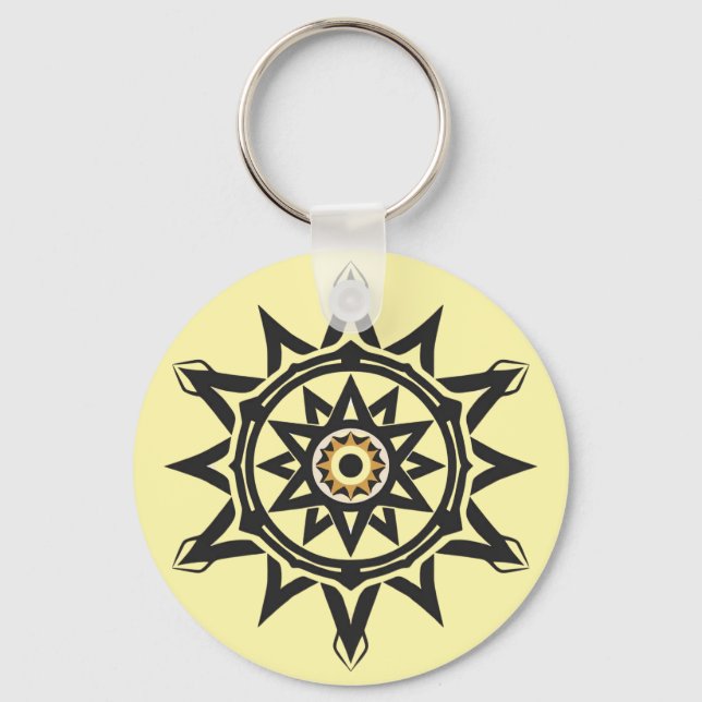 Eternal Harmony Mandala — Divine Geometry in Gold Keychain (Front)