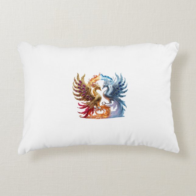  "Eternal Harmony: The Phoenix Fusion of Fire and  Accent Pillow (Front)