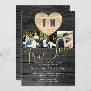 Eternal Heart Rustic Photo Collage Wedding Invites