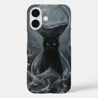 Eternal Hourglass: The Black Cat of Time iPhone 16 Case