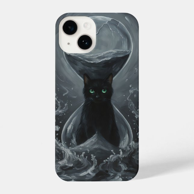 Eternal Hourglass: The Black Cat of Time iPhone Case (Back)