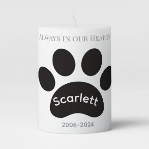 Eternal Light Paw Print Tribute Design Pillar Candle