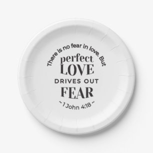 Eternal Love - 1 John 4:18 Scripture Quote Art Paper Plates