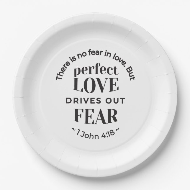 Eternal Love - 1 John 4:18 Scripture Quote Art Paper Plates (Front)