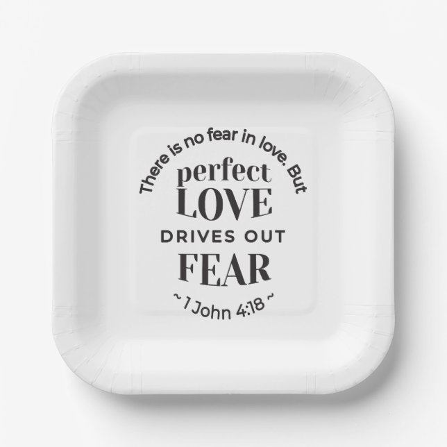 Eternal Love - 1 John 4:18 Scripture Quote Art Paper Plates (Front)