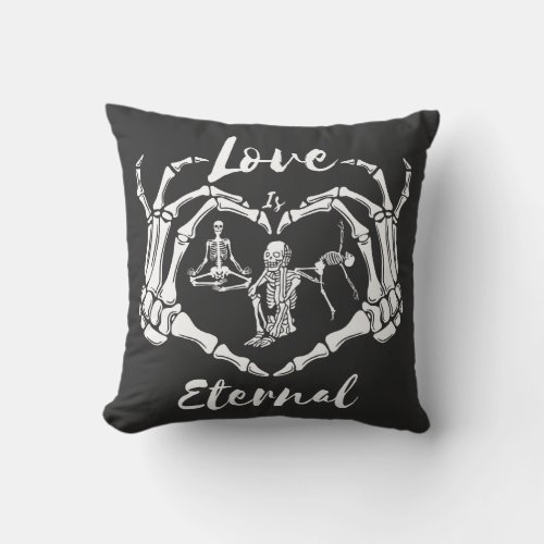 Eternal Love _ Anatomical Heart skeletal hands  Throw Pillow