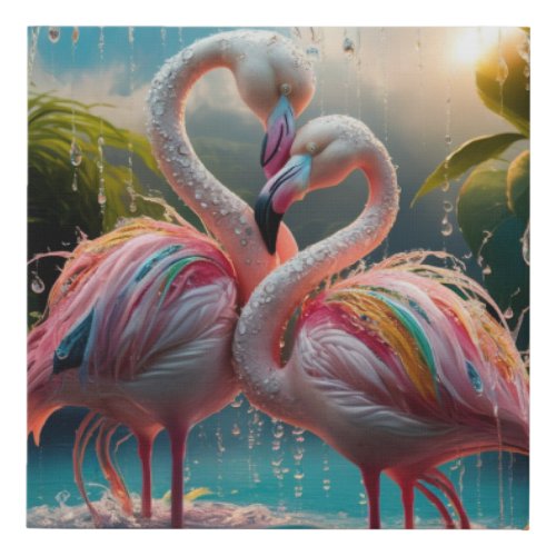 Eternal Love Flamingoes of Water Faux Canvas Print