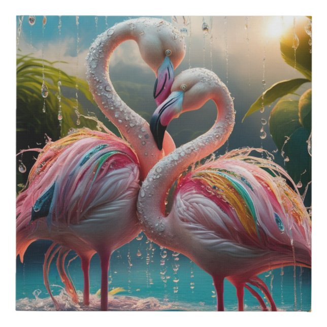 "Eternal Love: Flamingoes of Water Faux Canvas Print (Front)