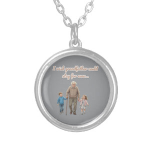 Eternal Love grandfather And Grandchildren Silver Plated Necklace