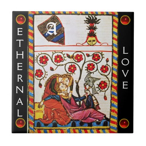 ETERNAL LOVE MONOGRAM black red gem Tile