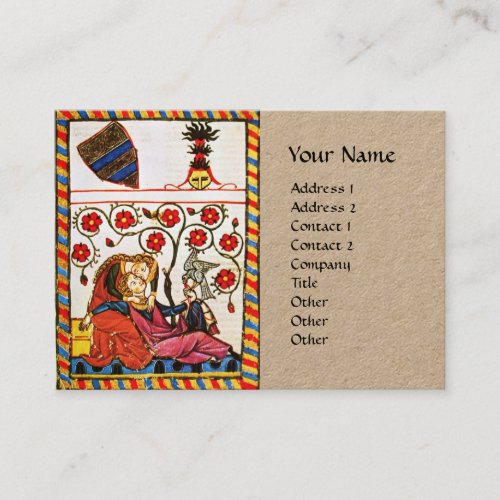 ETERNAL LOVE MONOGRAM Lovers Red Roses Kraft Business Card