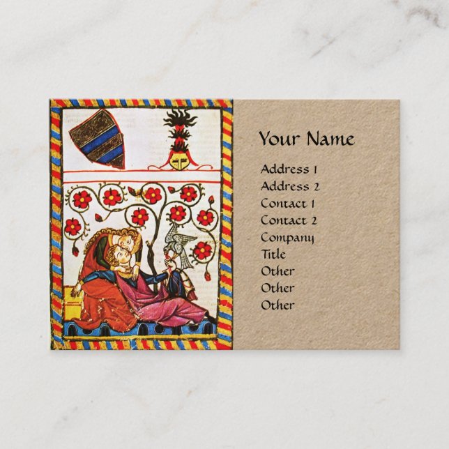 ETERNAL LOVE MONOGRAM ,Lovers Red Roses Kraft Business Card (Front)