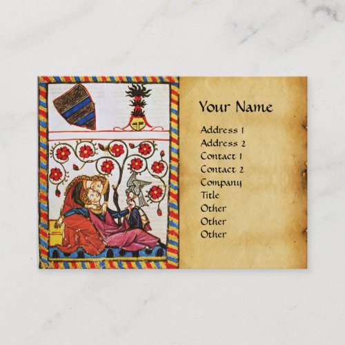 ETERNAL LOVE MONOGRAM Medieval Parchment Business Card