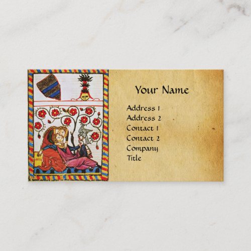 ETERNAL LOVE MONOGRAM Medieval Parchment Business Card