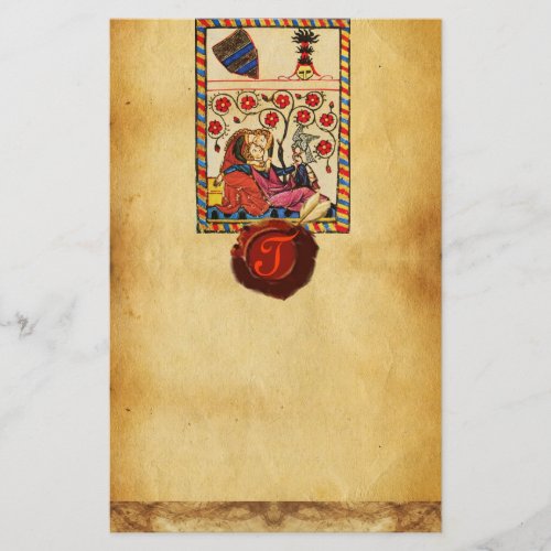 ETERNAL LOVE PARCHMENT RED WAX SEAL  MONOGRAM STATIONERY