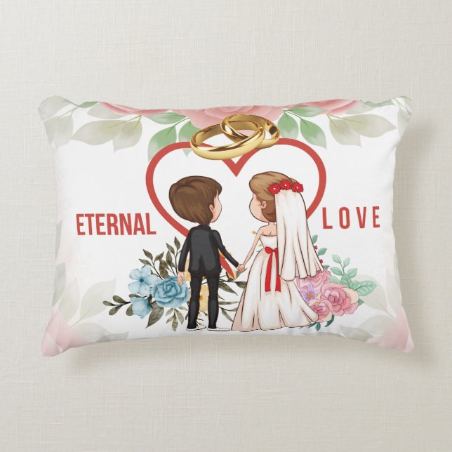 Eternal Love Save the Date Wedding Personalized Accent Pillow (Front)