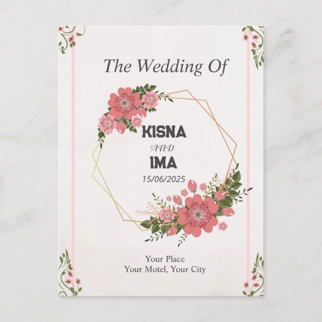 eternal love : simple wedding invitation postcard (Front)