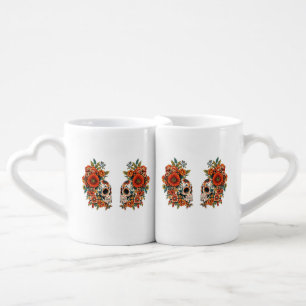 Eternal Love Sugar Skulls - Valentine's Day Design Coffee Mug Set