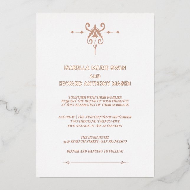 Eternal Love Twilight Bella and Edward Wedding Foil Invitation (Front)