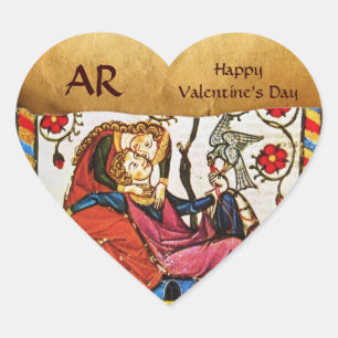 ETERNAL LOVE VALENTINE HEART MONOGRAM PARCHMENT STICKER