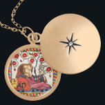 ETERNAL LOVE VALENTINE'S DAY PARCHMENT MONOGRAM LOCKET NECKLACE<br><div class="desc">Colorful expressive antique fine art. Medieval heraldic German miniature from 1200 romantic lovers in a flower garden with a white bird , mixed with old aged brown parchment effects .Easy to customize as a wedding ceremony, nuptial announcement card , place cards , save-the-date , thank you card , bridal showers,...</div>