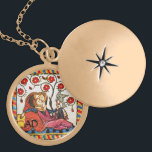 ETERNAL LOVE VALENTINE'S DAY PARCHMENT MONOGRAM LOCKET NECKLACE<br><div class="desc">Colorful expressive antique fine art. Medieval heraldic German miniature from 1200 romantic lovers in a flower garden with a white bird , mixed with old aged brown parchment effects .Easy to customize as a wedding ceremony, nuptial announcement card , place cards , save-the-date , thank you card , bridal showers,...</div>