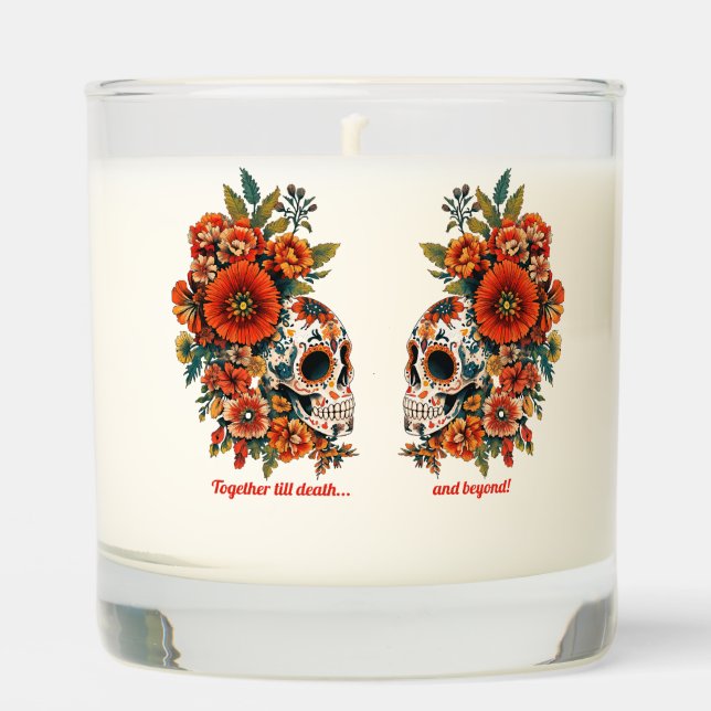 Eternal Love - Valentine's Day Sugar Skulls Design Scented Candle (Front)