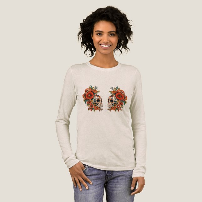 Eternal Love - Valentine's Day Sugar Skulls Design Tri-Blend Shirt (Full Front)