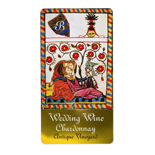 ETERNAL LOVE,  Wedding  White Wine Monogram Label (Front)