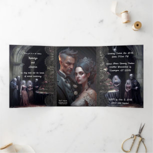Eternal Matrimony Gothic Wedding Tri-Fold Invitation