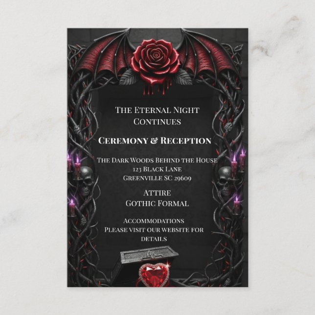 Eternal Night Gothic Vampire Wedding Dark Romance Enclosure Card (Front)