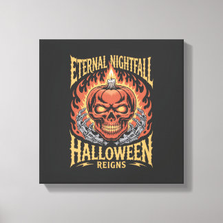 Eternal Nightfall Halloween Skull Pumpkin Canvas Print