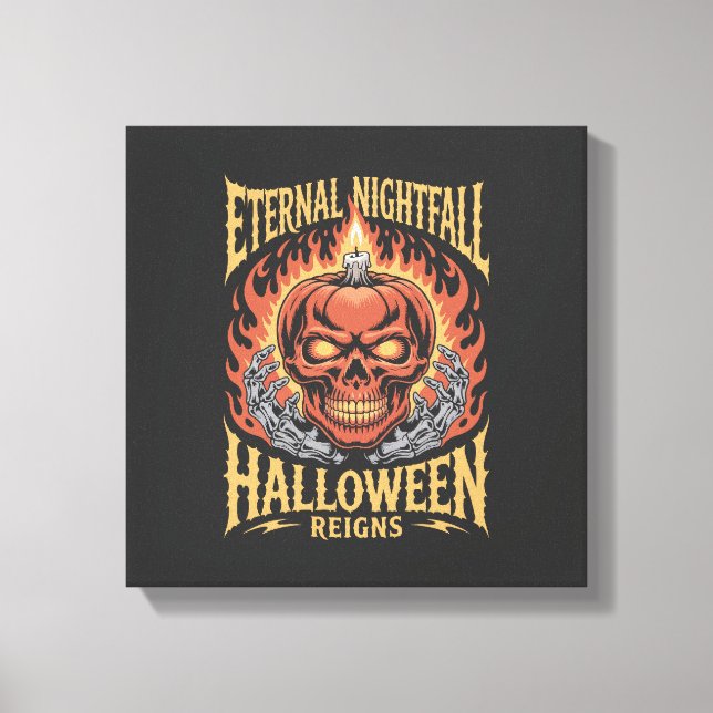 Eternal Nightfall Halloween Skull Pumpkin Canvas Print (Front)